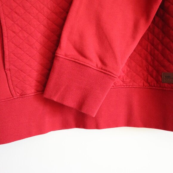 L.L. Bean Quilted 1/4 Zip Red XL Faux Leather Pullover Long Sleeve Sweater - Picture 10 of 13